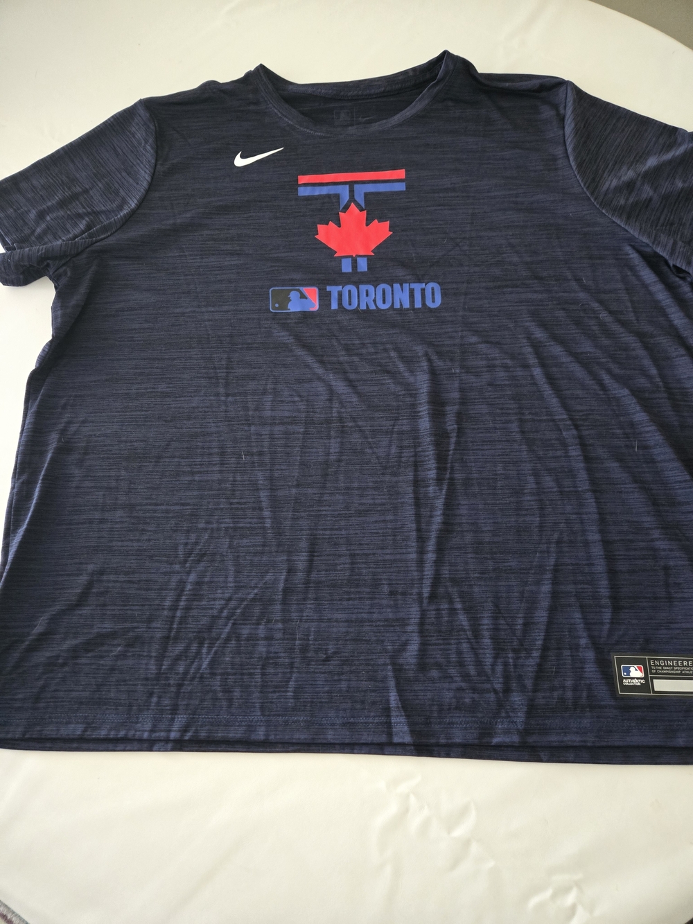 MLB Toronto Navy Short Sleeve Performance Tee with Red Accent